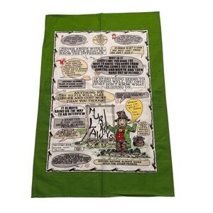 Vintage McCaw Allan Irish Linen Tea Towel Murphys Law Leprechaun St Patricks